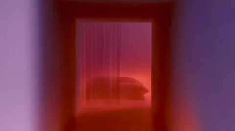 紫焰低语 · 新创作横幅 / long underground passage ends at an open bedroom doorway, where a narrow · Landscape