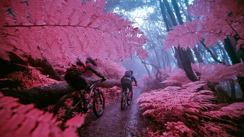 Cyclists on the Pink Forest Trail